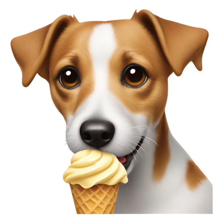 Jack russel terrior eating ice cream sticker