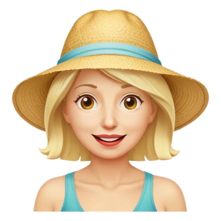 Silly Blonde middle aged woman on beach sticker