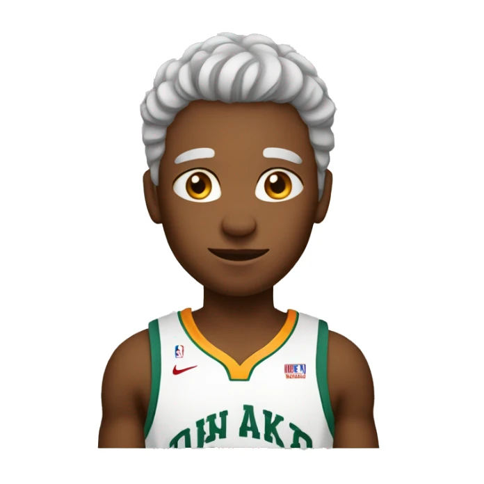 Basket ball young player (13 years) with white hairs sticker