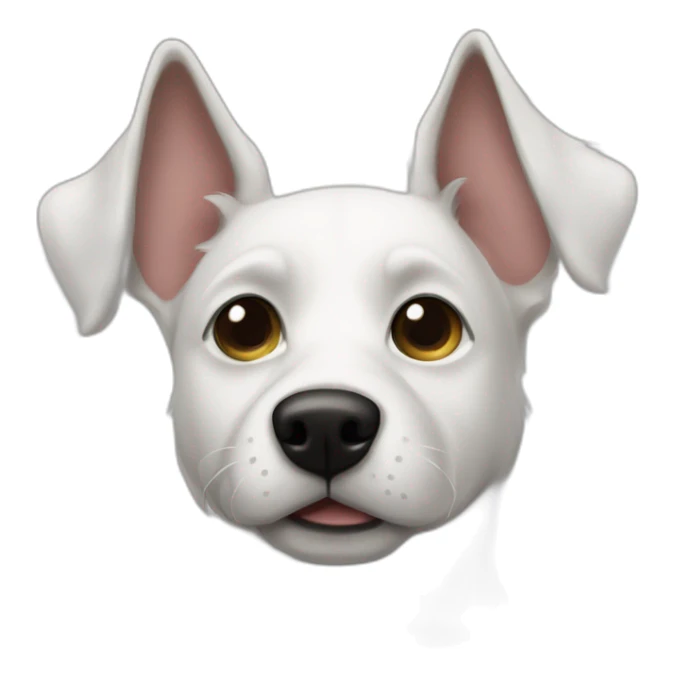 White Dog small snout black button eyes And button nose. White with black tip small floppy ears sticker