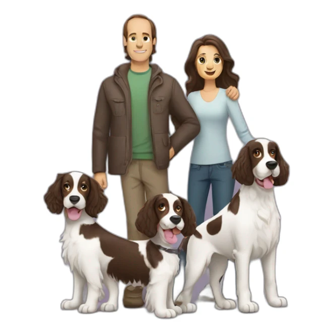 Springer spaniel with woman and man parents sticker
