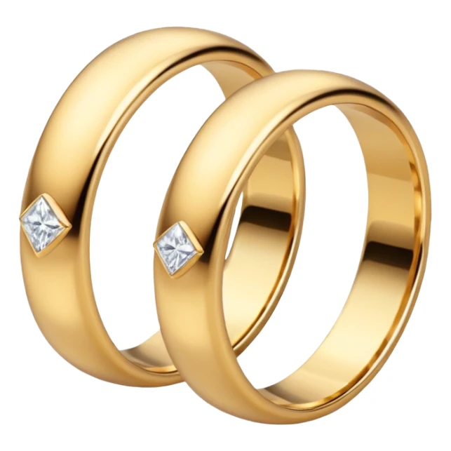 wedding rings, one ring for woman with diamond, second ring for man without diamond sticker