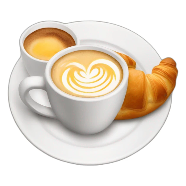 latte with a croissant in a breakfast plate sticker