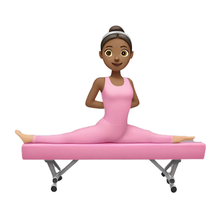 Girl doing Pilates in reformer With a pink ballet wrap and ￼ tiara ￼ sticker