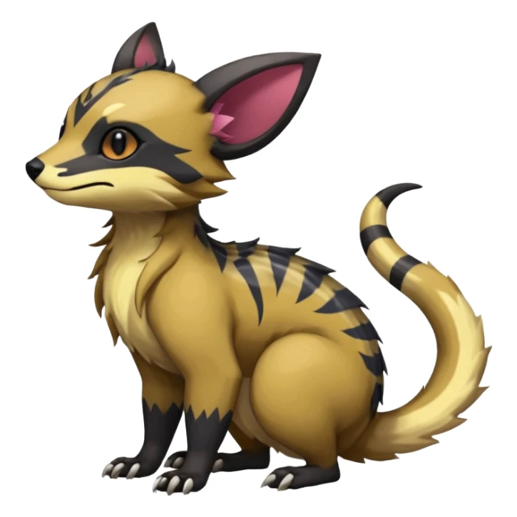 Rare warm-colored exotic cute epic aesthetic gothic colorful Salandit-Eevee-Civet-species-Fakemon-hybrid-creature, with markings, full body sticker