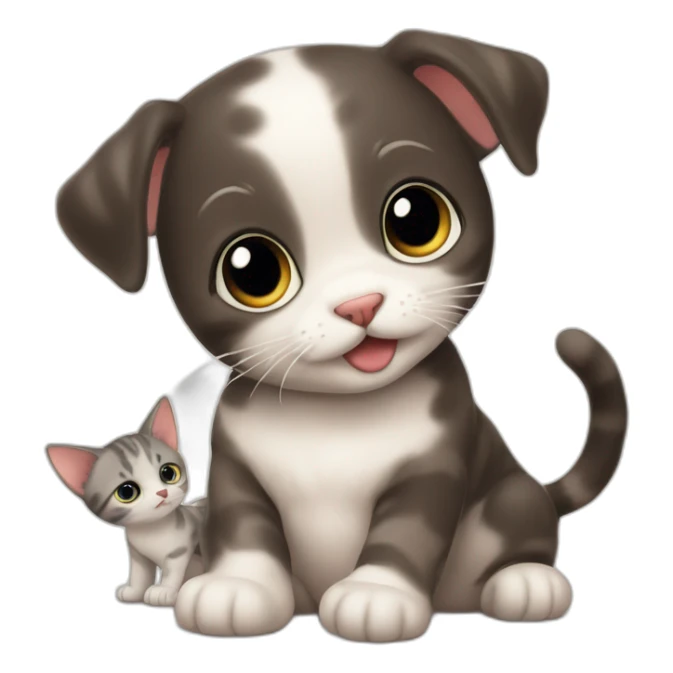 Little cat and Little puppy 3 month sticker