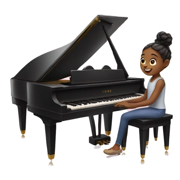 Girl playing on the piano sticker