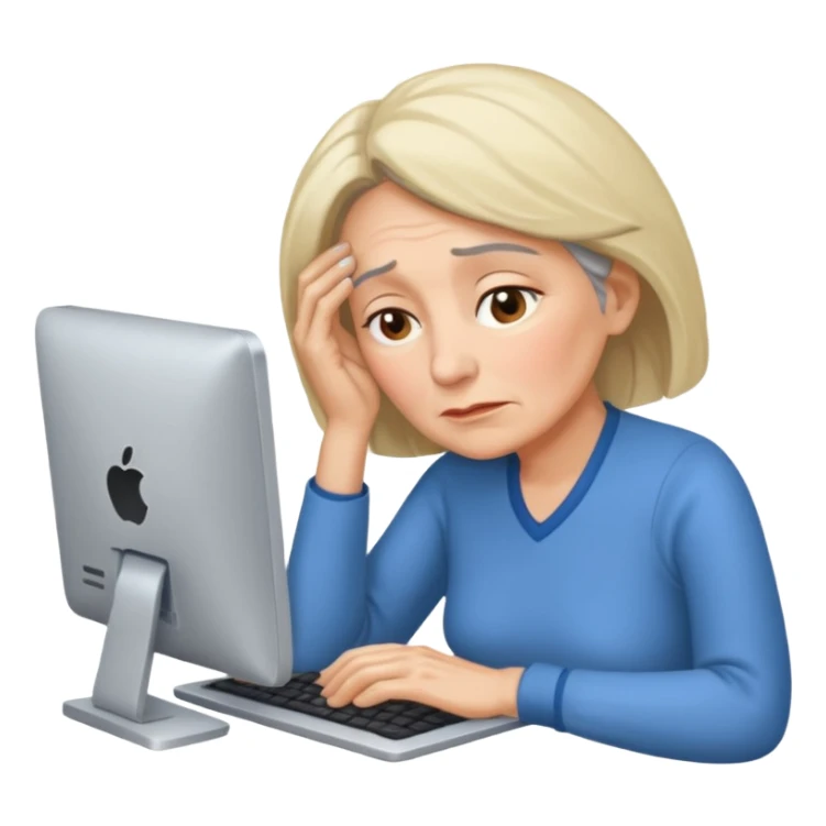 A 55-year-old woman really tired while she is working sticker