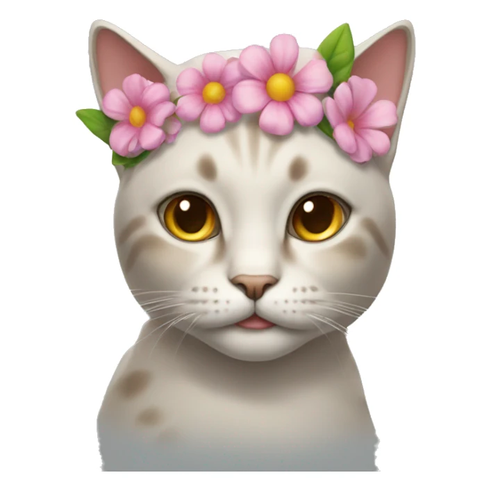 a cat with flower in her head, she's enocent sticker