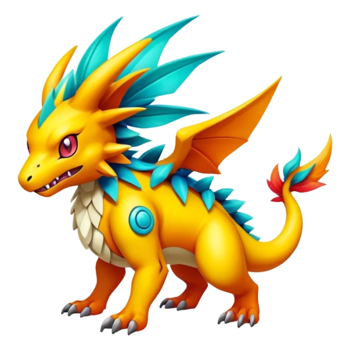 Colorful Exotic Pokémon-Digimon-Fakémon-hybrid-creature (full body) sticker
