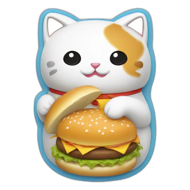 Manekineko holding bao burger sticker