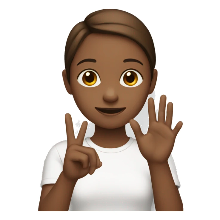 Deaf girl doing sign language with brown hair sticker