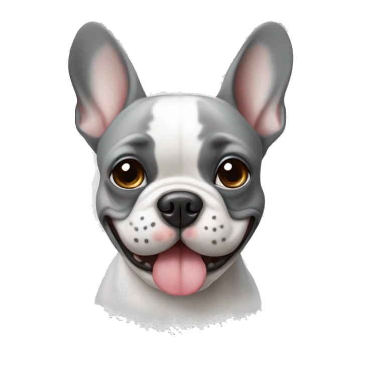 White and Gray French bulldog smiling sticker
