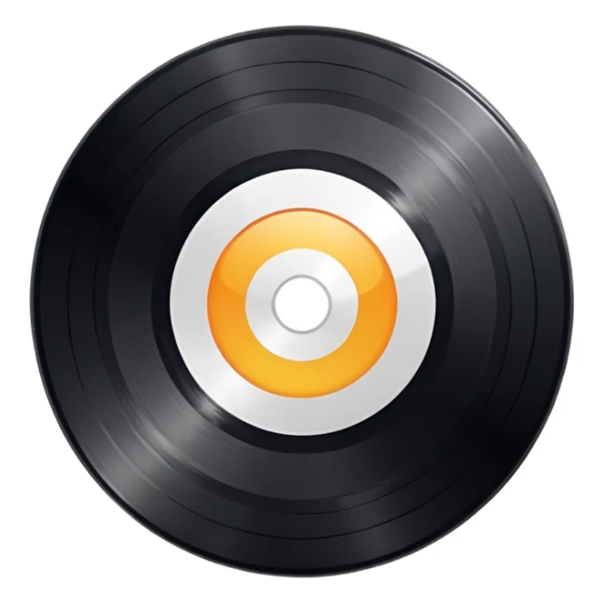 a black vinyl record with a all white blank center sticker