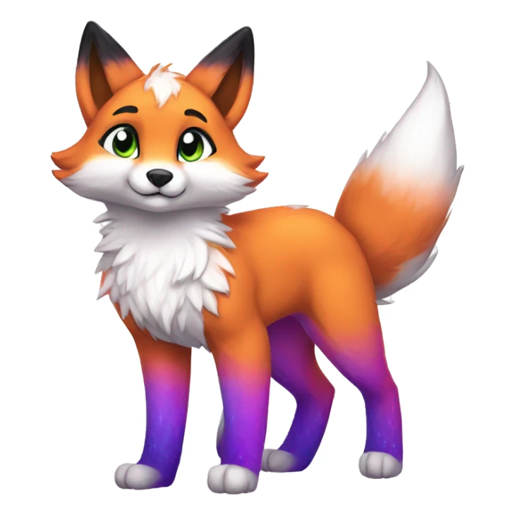Colorful Sparkle-fox-fursona full body sticker