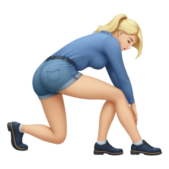 buxom blonde woman, casual outfit, bending over, safe for work sticker