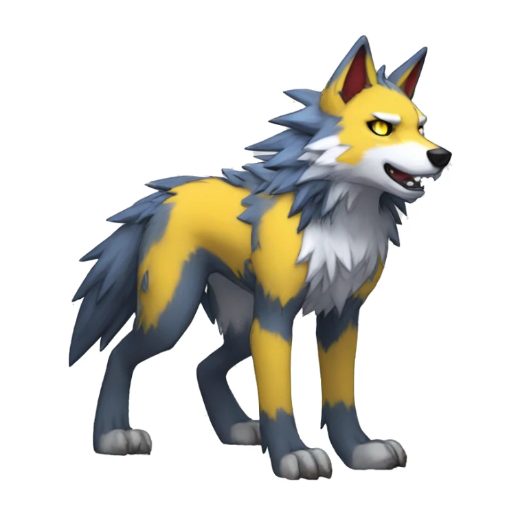 Edgy Colorful Digimon-Fakemon-Wolf full body sticker