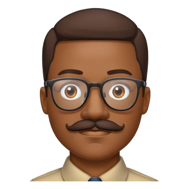 Black man with mustache and glasses sticker