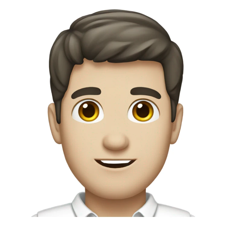 white male with dark hair and white skirt sticker