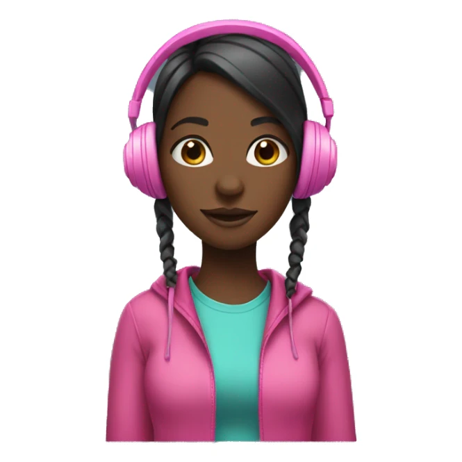 Black girl with pink headphones  sticker