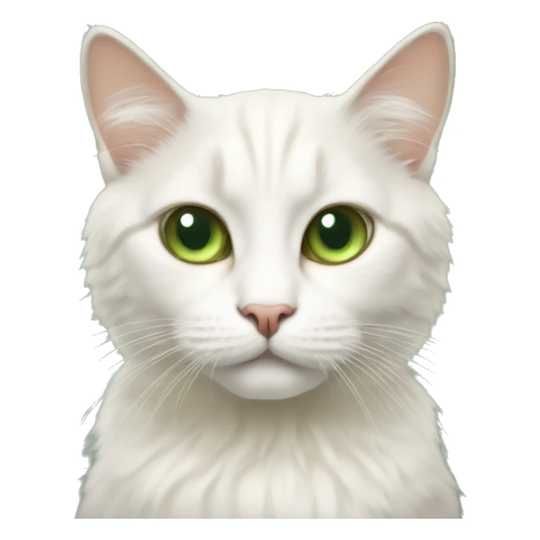 Cat hairy white beige green eyes sticker