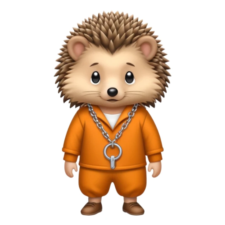 Hedgehog with prison outfit and ankle chain sticker