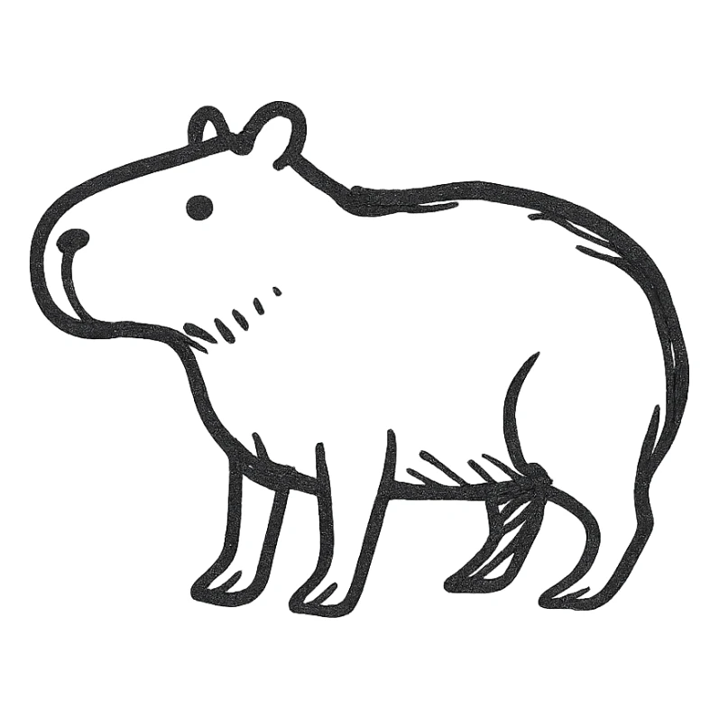 hand drawn black outline capybara icon style sticker