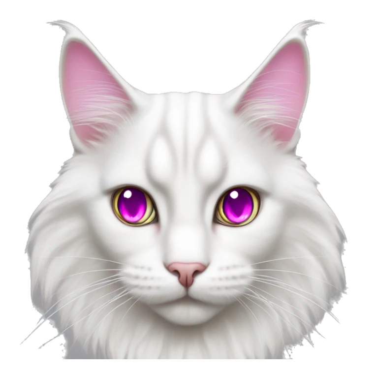 white Maine Coon cat with magenta eyes and big eyelashes sticker
