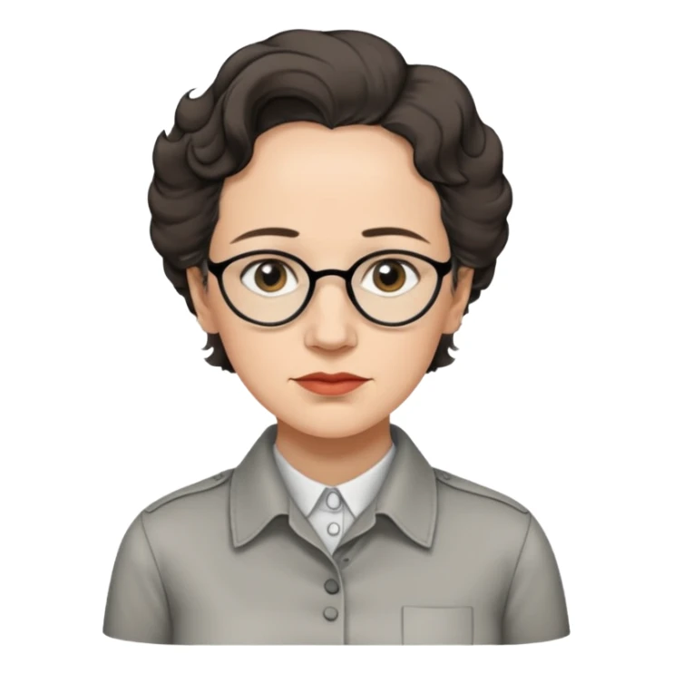 a hand drawn black outline portrait of Hannah Arendt sticker