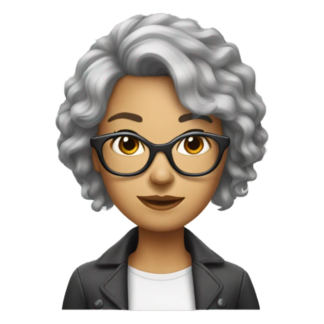 Femme  avec des  lunettes cheveux courts gris  sticker