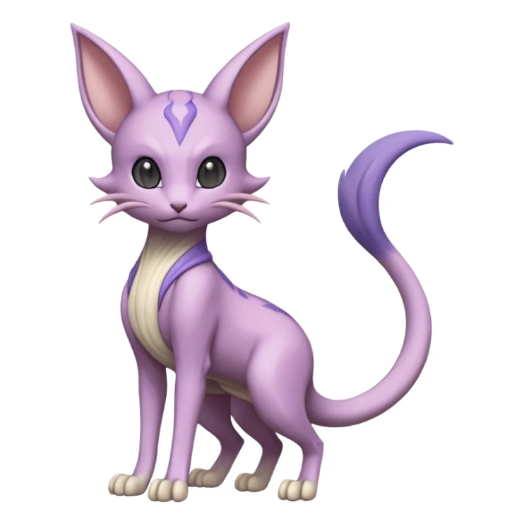 Pastel dull greyish anthropomorphic furry Mewtwo-Espeon-Meloetta-Beerus-Venom-hybrid-fusion-animal-ET-species-creature  sticker