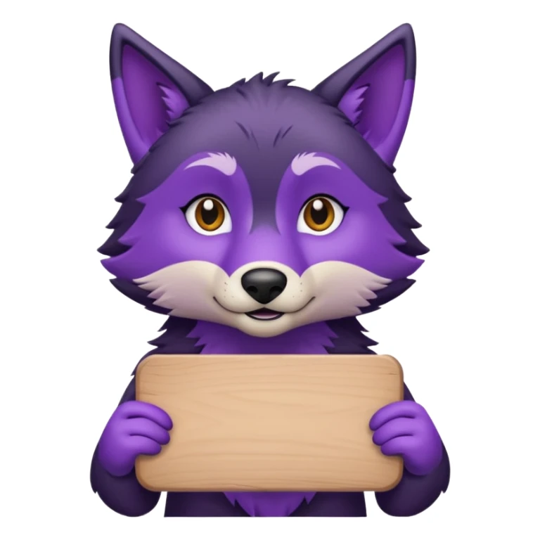Loup noir et violet avec pancarte sticker