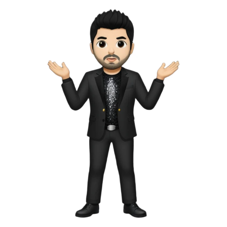 Chino Moreno with black hair, black sequin tour outfit sticker