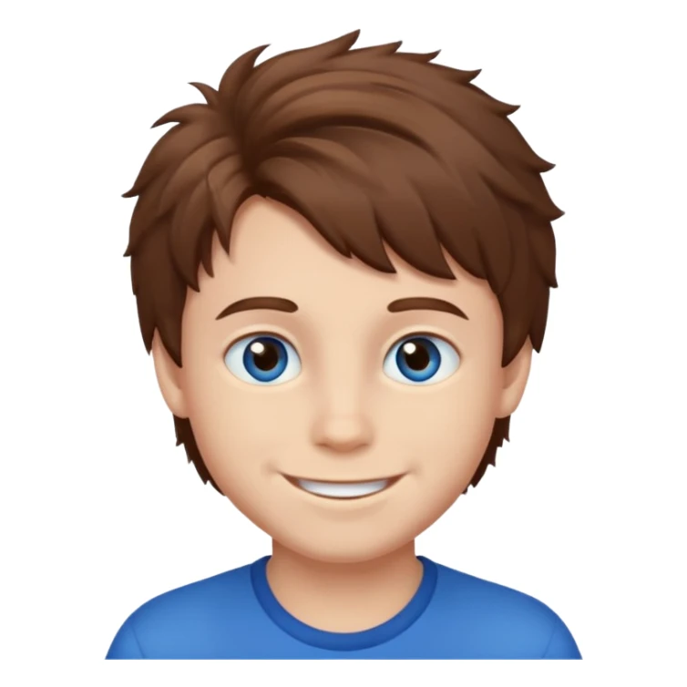 Fluffy brown hair whit blue eyes boy sticker