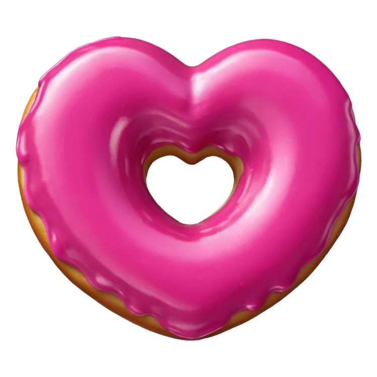 Realistic isolated heart shaped donut with Fuchsia color. sticker