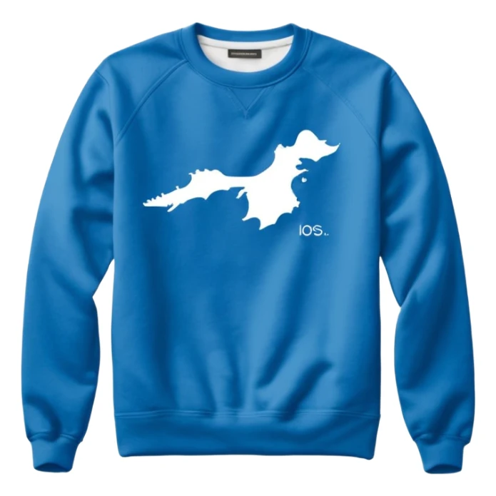 Crewneck with a extremely small inscription on the right side in the corner words “LAKE MICHIGAN” sticker