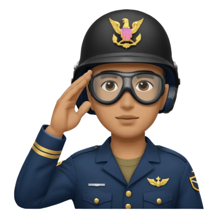 Soldier saluting with helmet + navy mask sticker