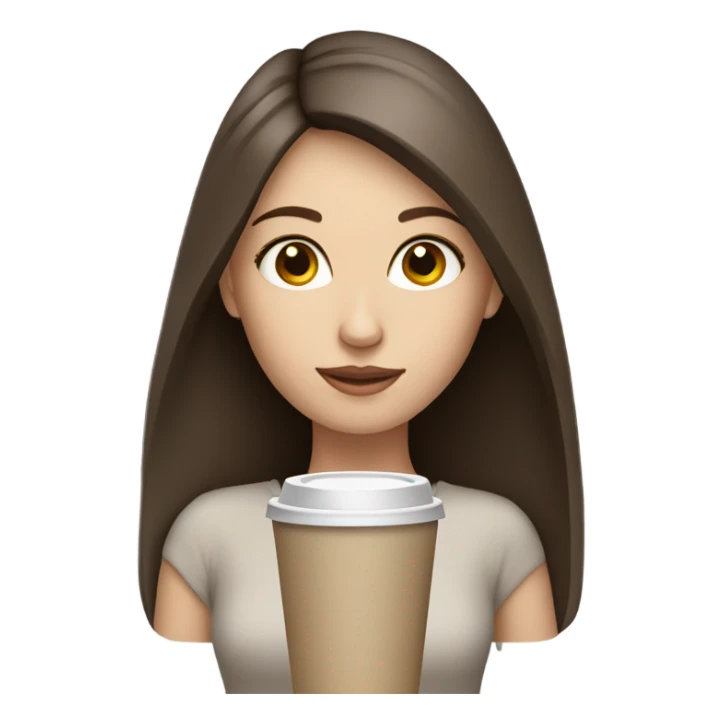 Pretty Pale brunette straight hair drinking coffee sticker