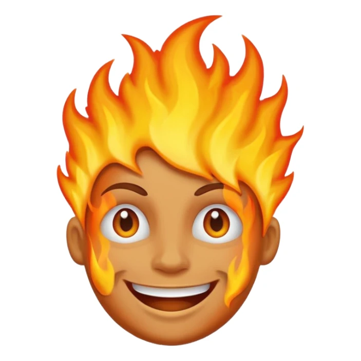 Make it look like a normal emoji just with burning head🙂🔥 more fake sticker