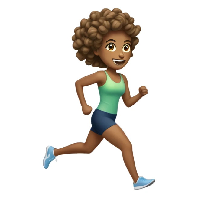 running woman, curls, tanned skin sticker