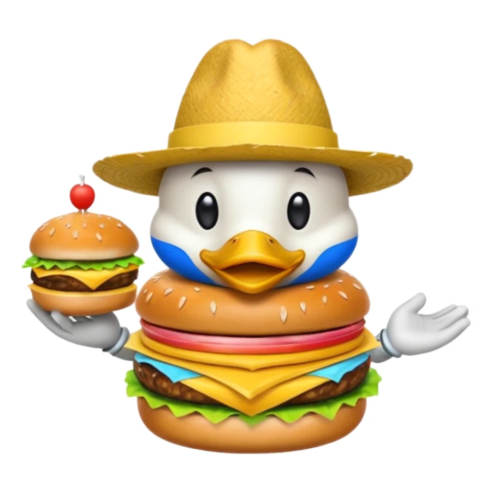 Un pato comiendo una hamburguesa sticker