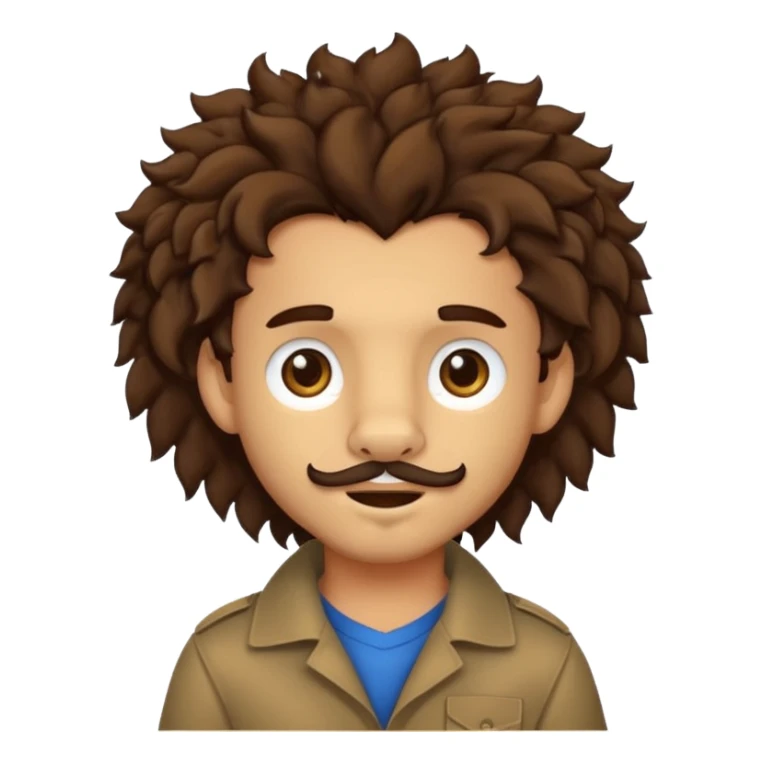 Make a cute boy lion with curly dark brown hair with a disconnected goatee and medium skin sticker