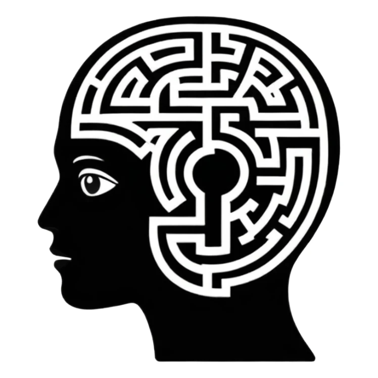 silhouette of a head with a maze inside sticker
