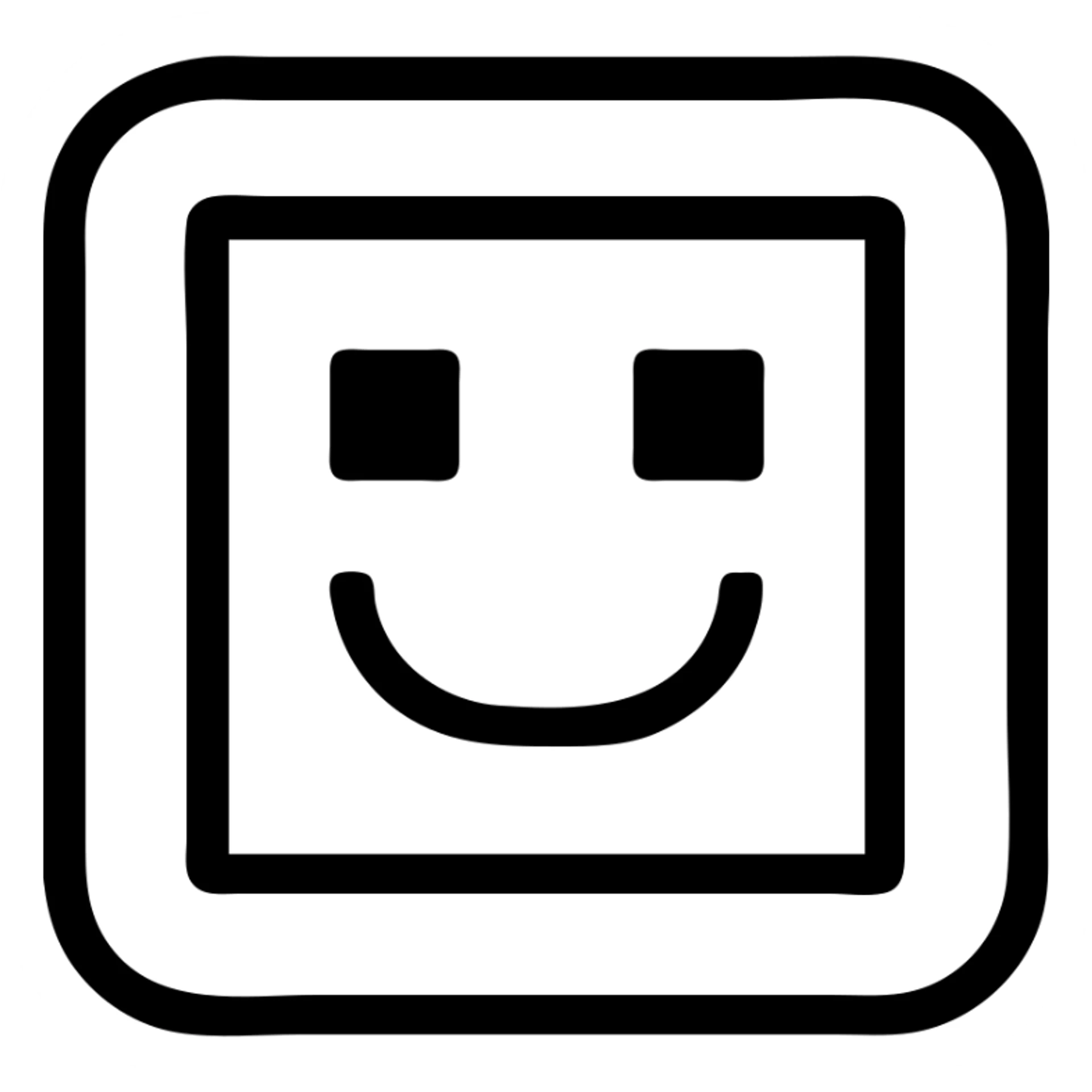 green blocky retro smiley face outlined icon style sticker