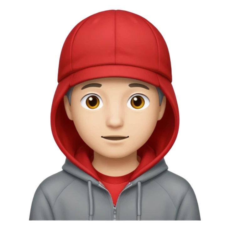 Red hoodi emoji and grey cap sticker
