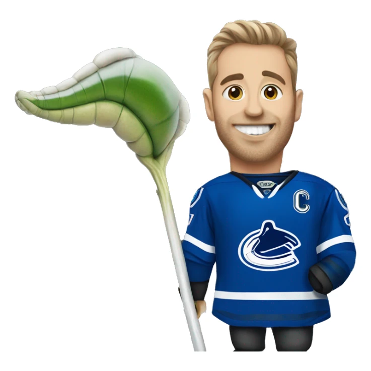 Worm wearing a canucks hockey jersey sticker