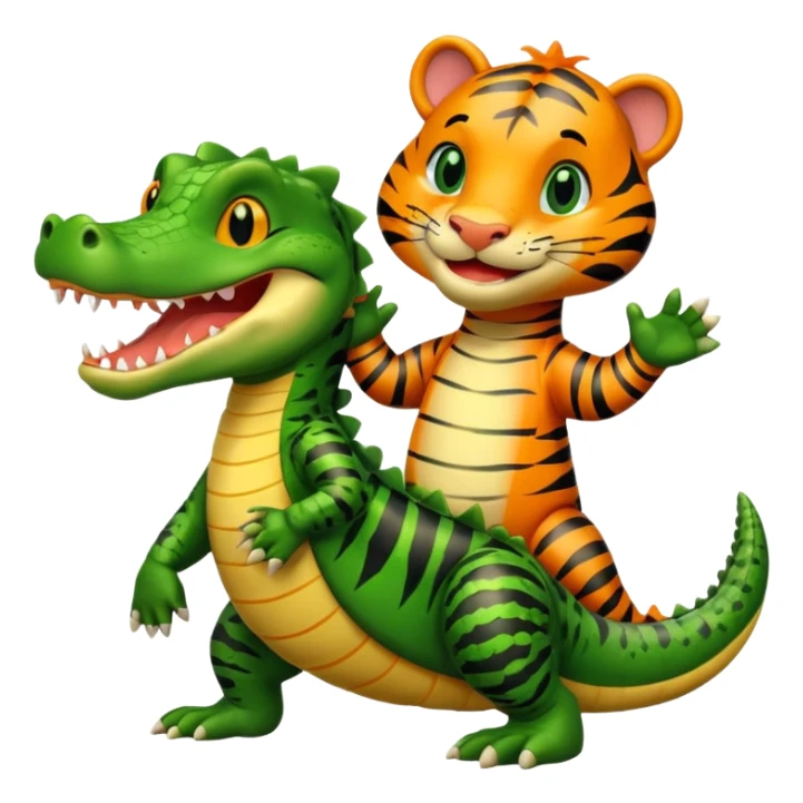 Alligator qui danse avec un tigre  sticker