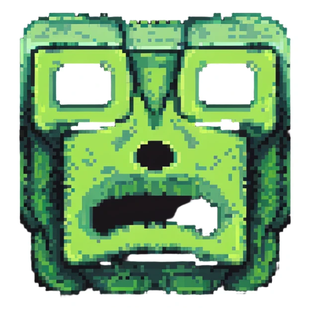 ultra-blocky minimal pixel art Minecraft creeper face with few large square pixels sticker