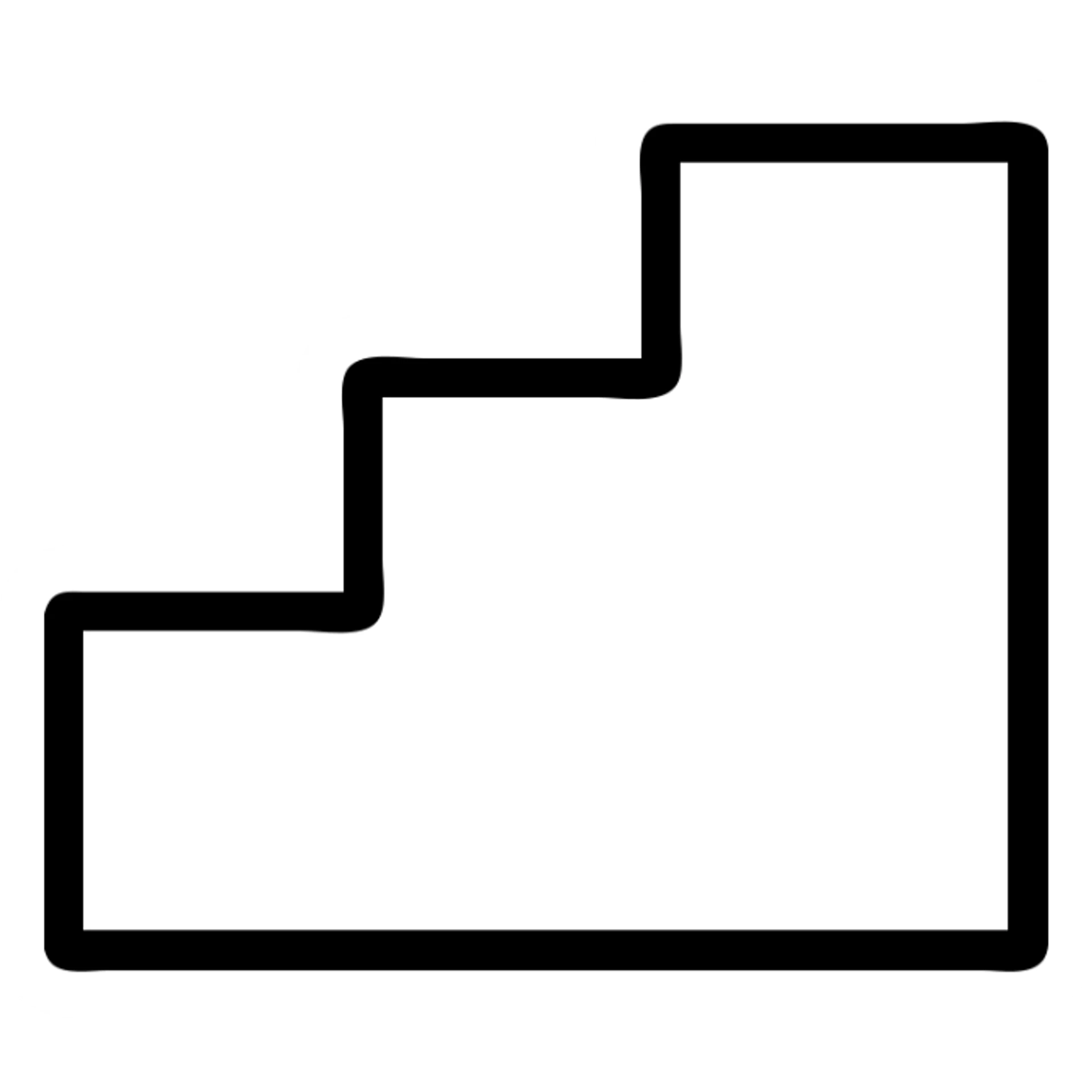 three wooden steps, simple, clear, icon style sticker