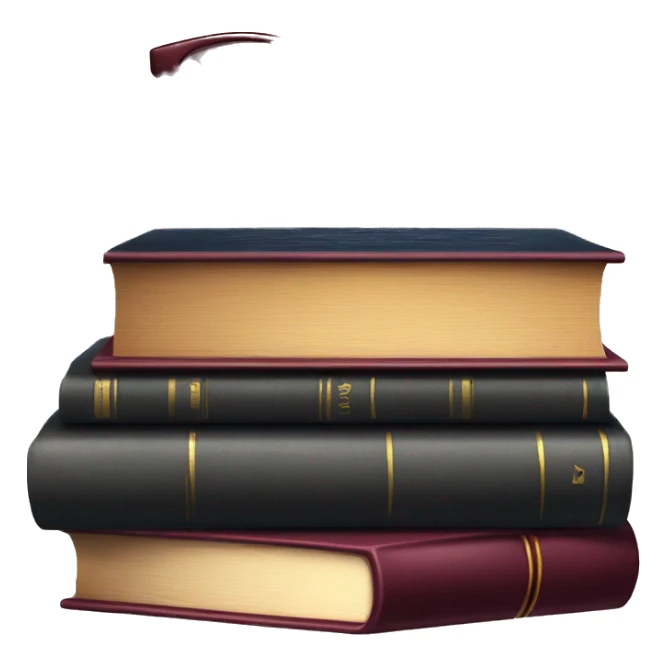 realistic stack of books and burgundy glasses next to them sticker